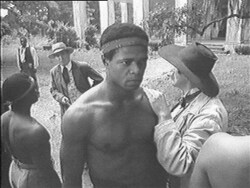 Figure 1. Slaves subjected to evaluation by slave buyers in Mandingo. Video frame enlargement.