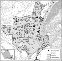 Figure 1. Map of the University of Hawai‘i at Mānoa with sampling locations and inset showing KPNAR.